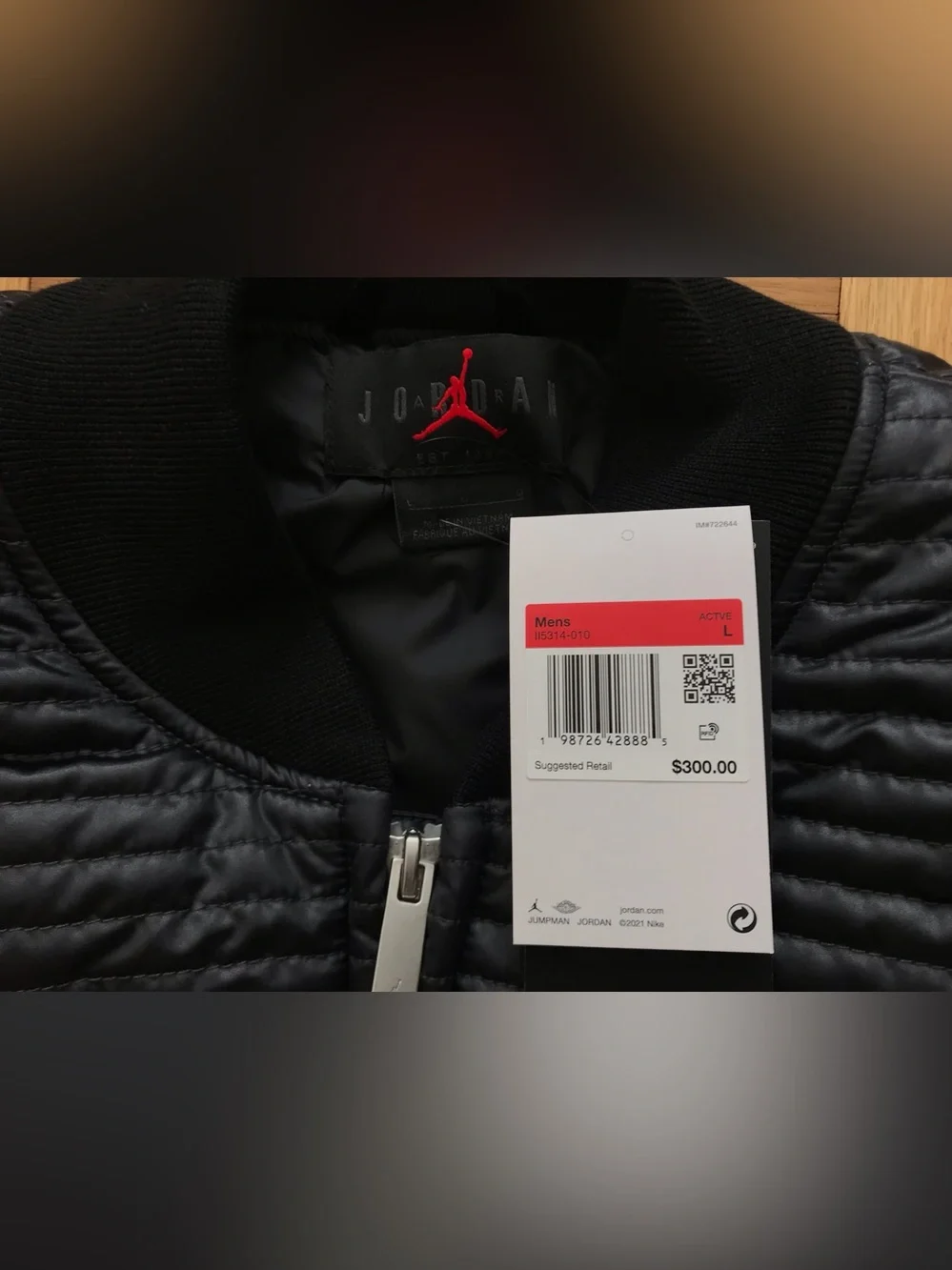 Size Large Mens Jordan Flight Nylon Full-Zip Varsity Jacket Black II5314-010